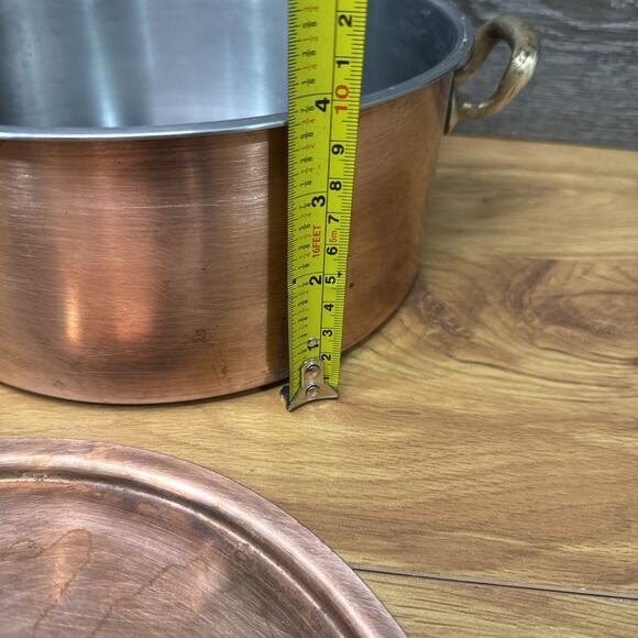 Culinox Spring Switzerland 3.5 Qt Copper Sauce Pan With Lid Brass Handle - Picture 7 of 11